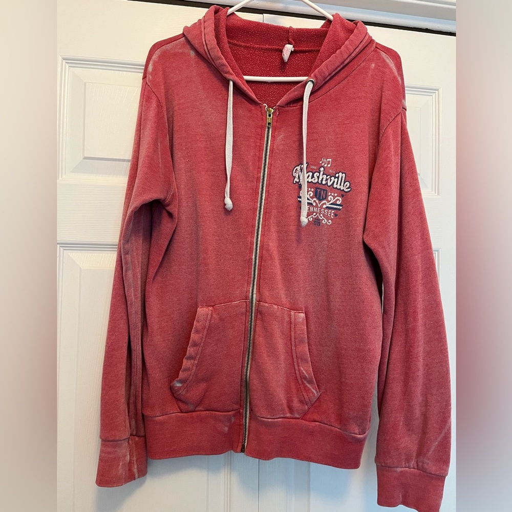 EUC Nashville acid washed lightweight zipper up sweatshirt, size XL